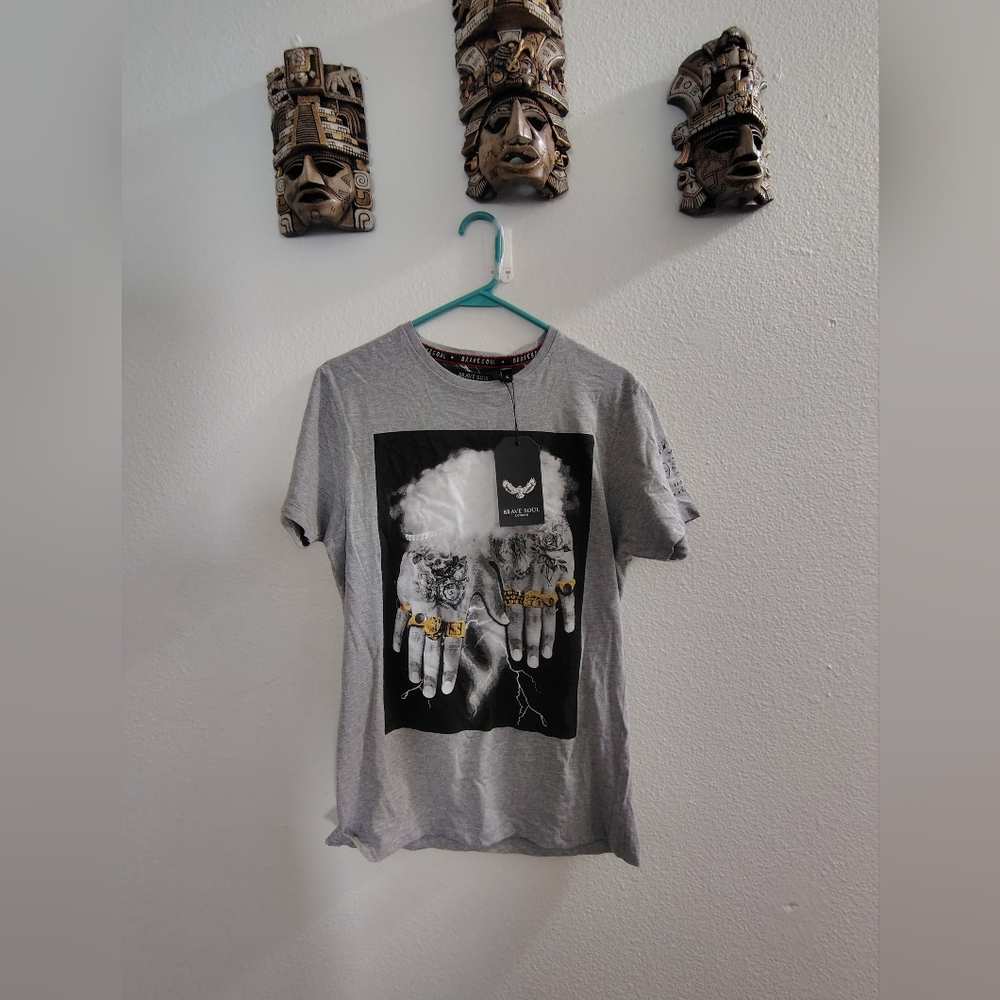 Brave Soul Gray Graphic Short Sleeve Tee
